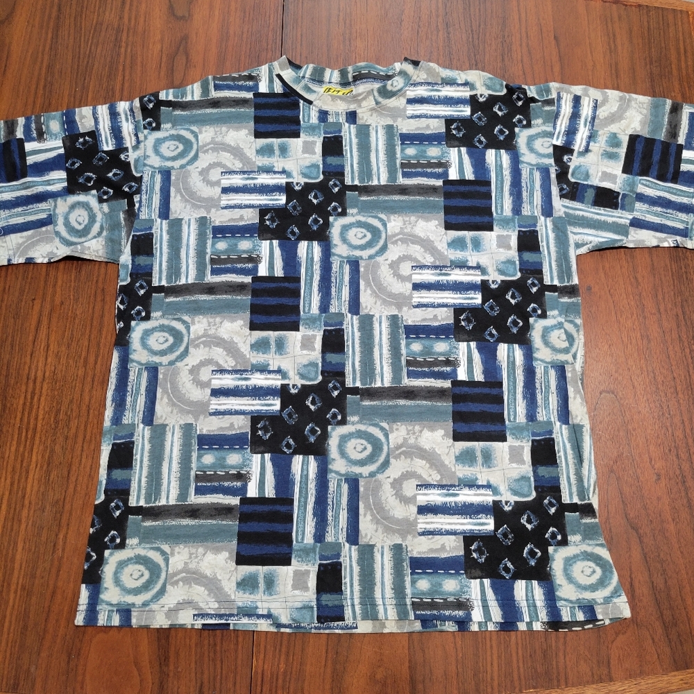 Vintage 90s All Over Print Surf T Shirt L Made In USA Phillipe Marcel IZ IT UP